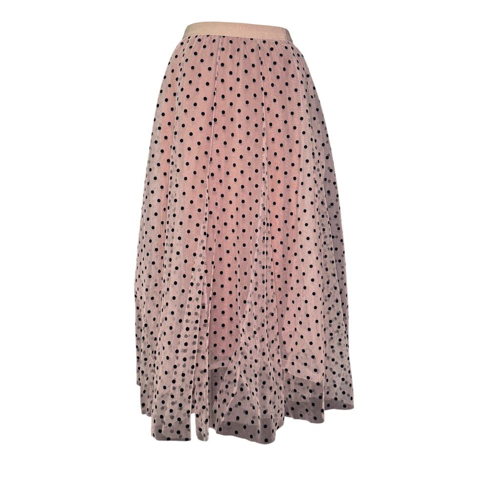 Chicwish Blush Polka Dot Tulle Skirt One Size (Fits S–M)